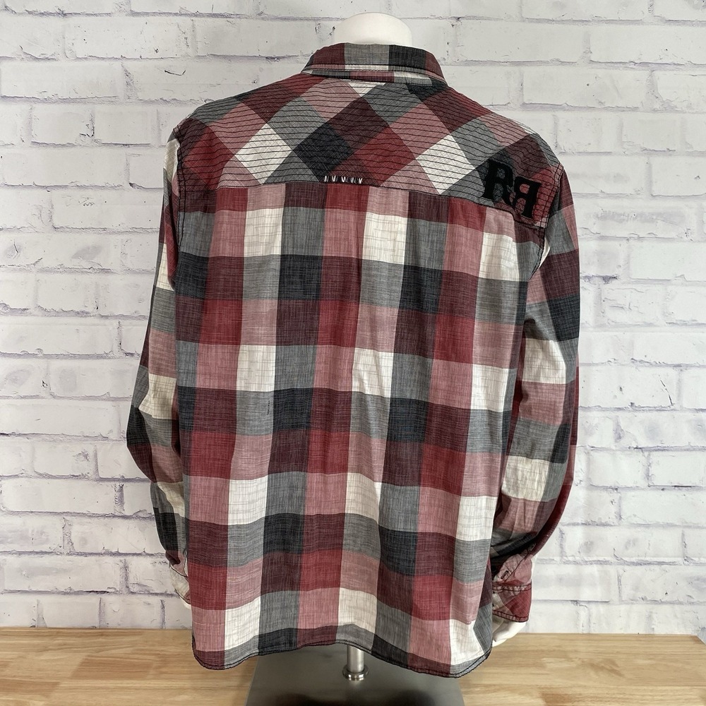 Rock Revival Shirt Men's Size 3XL SLIM Long Sleeve Pearl Snap Plaid Embroidered - Picture 8 of 16